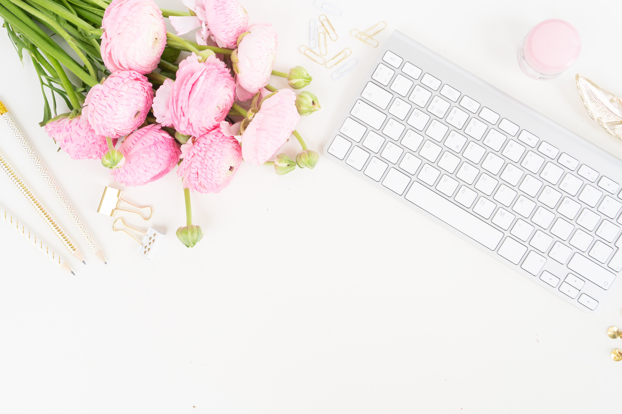 Feminine Office Workspace Flat Lay